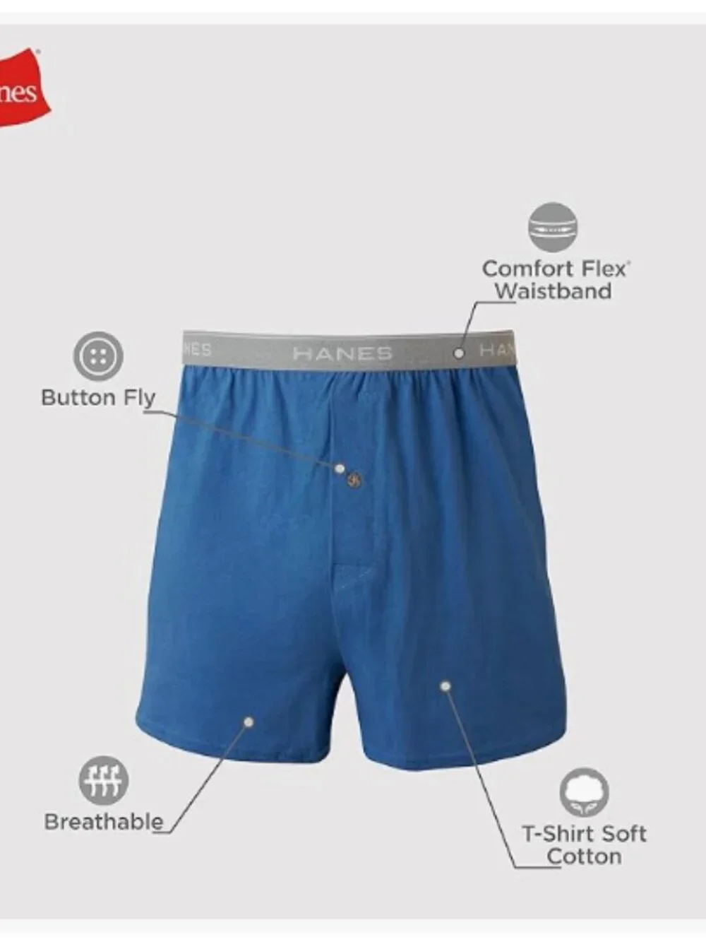 Hanes Comfort Soft Men's Boxers Cool and Breathable Cotton Underwear, 5-Pack